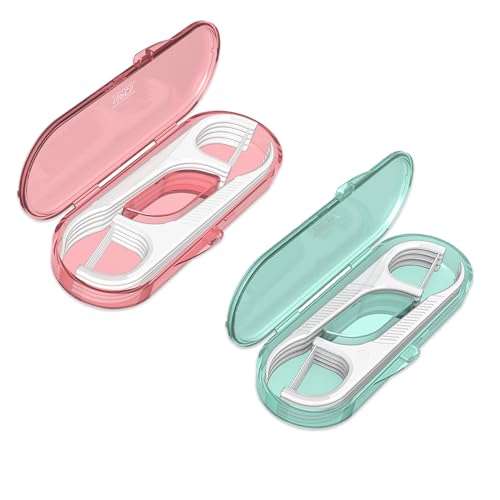 LIAMOSS Portable Dental Floss Picks with 2 Travel Cases - No Shred