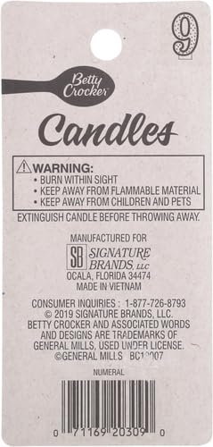 Betty Crocker #9 Green Birthday Candle - 3 Inch with Dots