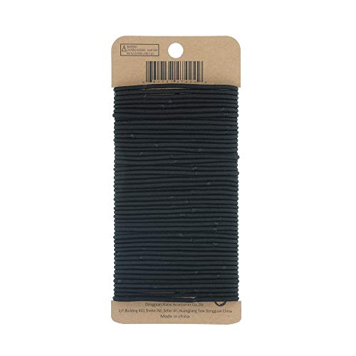 minihope 2mm Black Elastic Hair Ties 50 Count No-Metal Hair Elastics