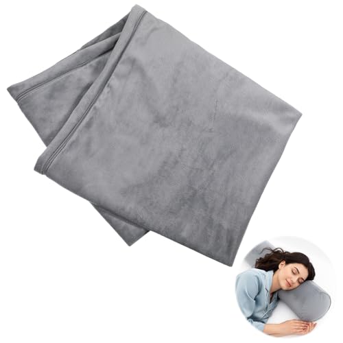 TIESOME Round Body Pillow Cover - 47 Inch Soft Velvet Case with Zipper
