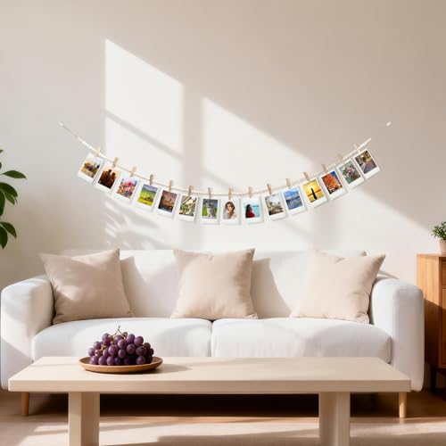 Hanging Photo Display with 15 Clips - 67 Inch Boho Decor