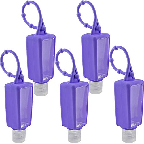 5-Pack 30ml Refillable Silicone Travel Bottles with Hanging Cases