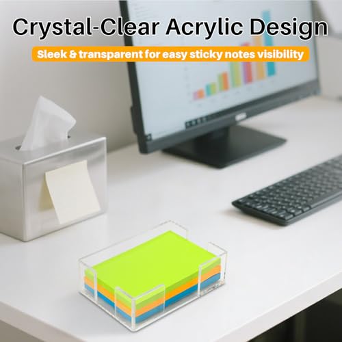 Clear Acrylic Rectangular Sticky Note Holder for 4x6 Inch Pads