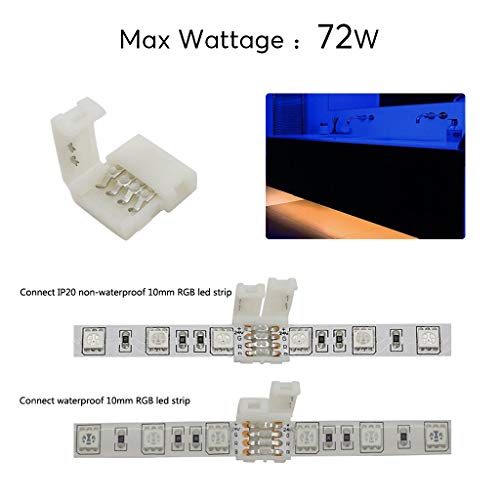 12 Pcs Solderless 4 Pin RGB LED Strip Connectors for 10mm 5050 Strips