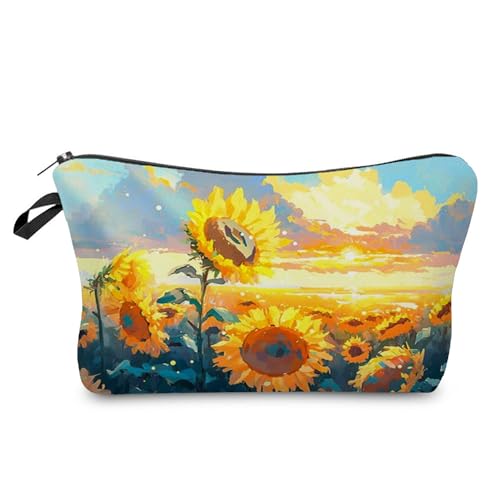 YULUENZE Sunflower Floral Makeup Bag Cute Cosmetic Pouch