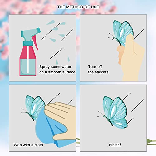 67 PCS Spring Summer Window Cling Stickers - Tulip & Butterfly Decor