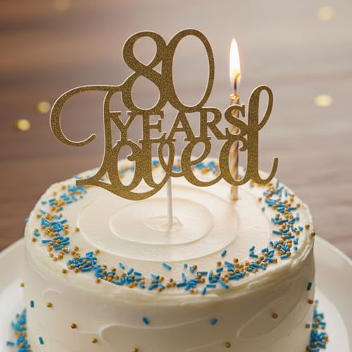 80th Birthday Cake Topper - Pink Glitter Celebration Decor