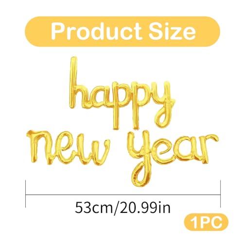 21 Inch Gold Happy New Year Balloons 2026 - Festive Party Decor