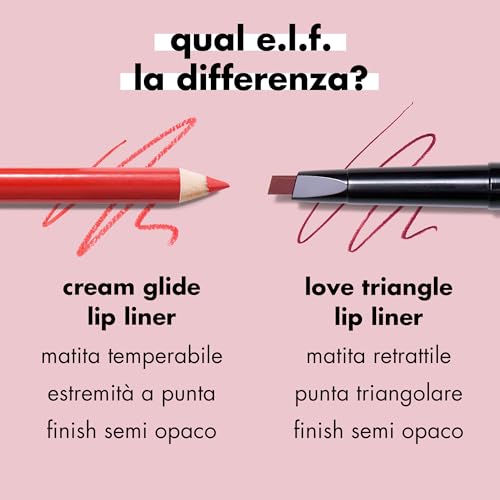 e.l.f. Cream Glide Lip Liner Pencil - Highly Pigmented Semi-Matte Lip Shape