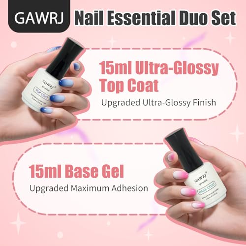 GAWRJ No Wipe Gel Top Coat 15ml - Ultra Glossy Soak Off UV LED Nail Polish