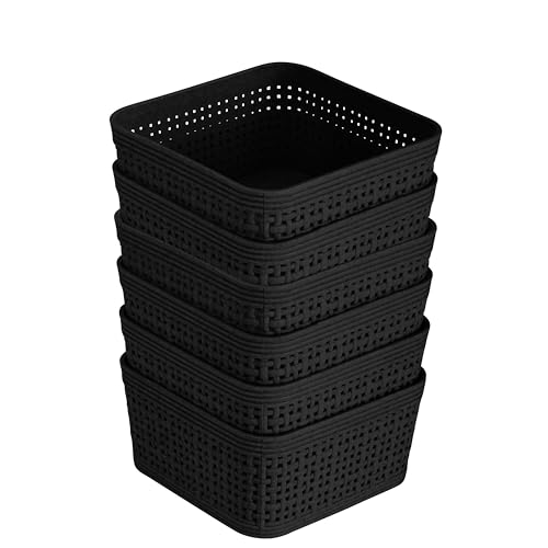 Simplify 6-Pack Square Baskets Set - Matte Black Storage Solution