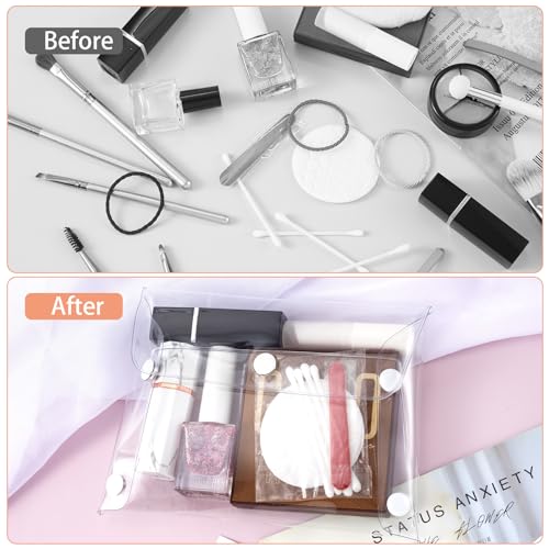 HINZIC Transparent Makeup Bag, Large Waterproof PVC Cosmetic Pouch with Snap Closure