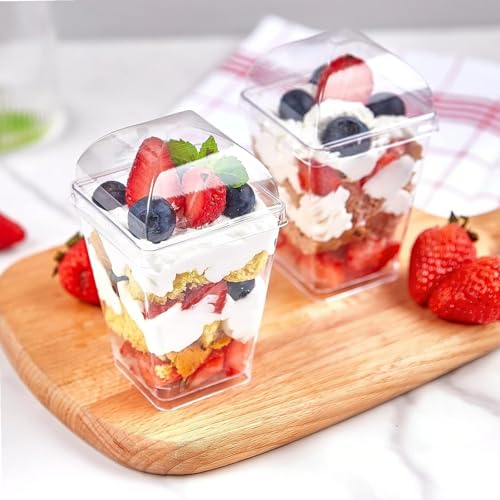 75 Pcs 5 oz Mini Dessert Cups with Dome Lids & Spoons - Perfect for Parties
