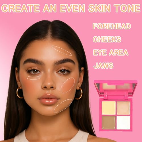 4-Color Concealer Palette with Brushes Full Coverage Face Makeup