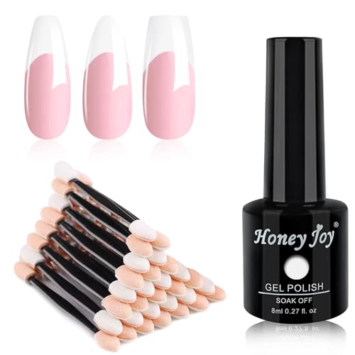 Honey Joy French Manicure Gel Nail Polish Set with 30 Sponges