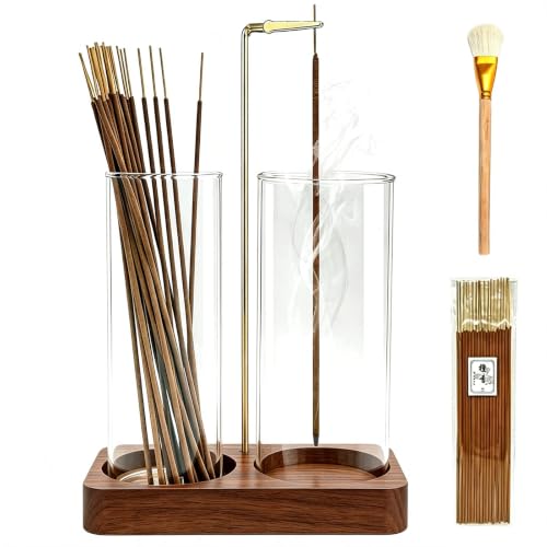 2-in-1 Wooden Incense Holder with Ash Catcher and Stick Storage - MACUSOO