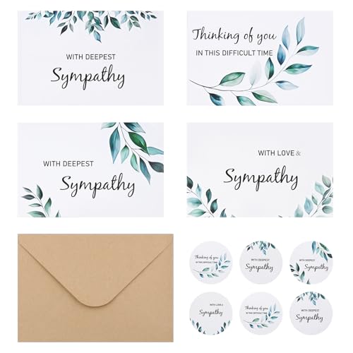 24 Sympathy Cards with Envelopes - Elegant Watercolor Designs