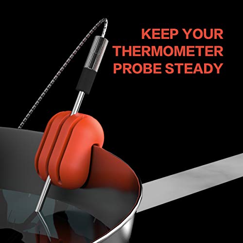 CAPPEC Silicone Pot Clip for Thermometers - Heat Resistant, Non-Scratch, Hands-Free Cooking - Compatible with Most Probe Sizes (1)