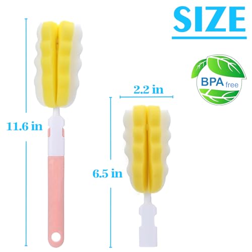 Detachable Bottle Brush Cleaner Set - 4 PCS with Replacement Heads