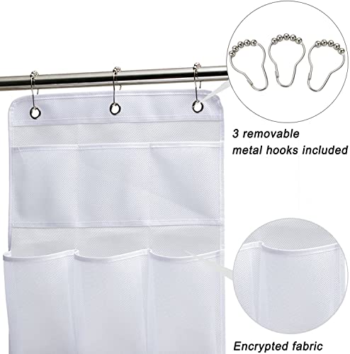 KIMBORA 8-Pocket Mesh Hanging Shower Caddy - White Bathroom Organizer