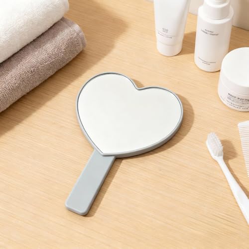 WINDAWNKE 2 Pack Heart Shaped Handheld Makeup Mirror - Green
