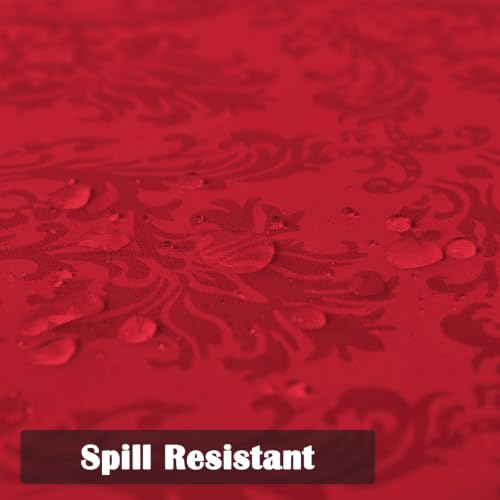 SASTYBALE Christmas Red Jacquard Damask Rectangle Tablecloth 60 x 102 Inches - Festive Holiday Dining Decor