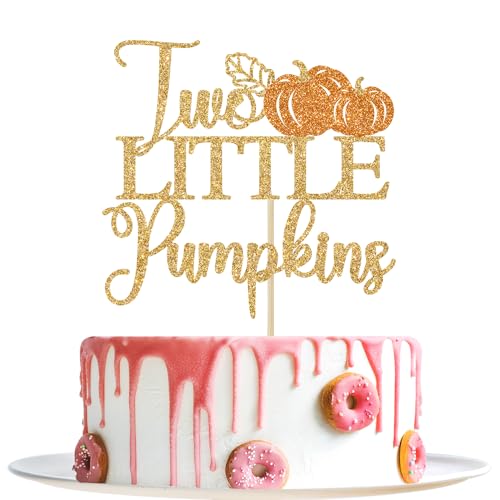 Two Little Pumpkins Cake Topper - Glitter Twins Birthday Decor