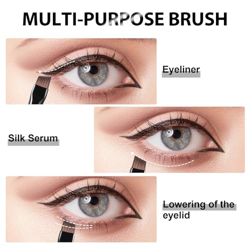 BEAUTYFACTOR Angled Eyeliner Brush - Precision Ultra-Thin Fine Point Makeup Brush