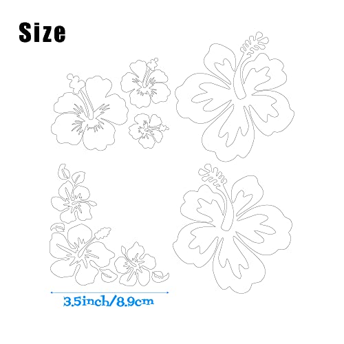 Hibiscus Hawaiian Flower Car Decals - 4pcs Reflective Vinyl Stickers