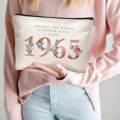 1965 Vintage 61st Birthday Makeup Bag for Women Travel Cosmetic Pouch