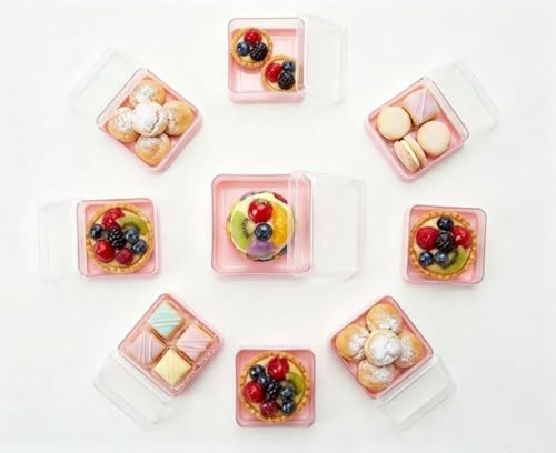 50 Pack Mini Cupcake Boxes, Clear Plastic Individual Dessert Containers