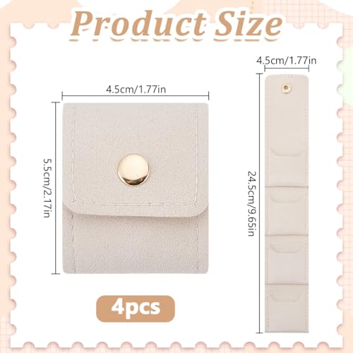 Mini Travel Jewelry Case - 4 Pocket PU Leather Organizer