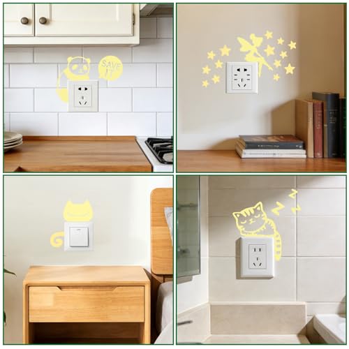 5-Pack Glow in the Dark Light Switch Stickers - Cat & Butterfly Designs