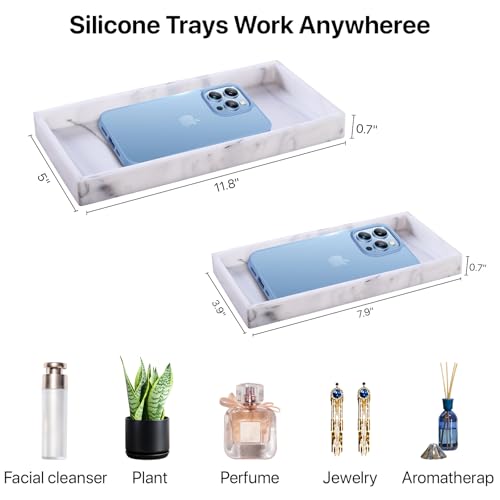DTCSWACN White Marble Bathroom Vanity Tray 11.8 x 5 Inches for Sink & Countertop
