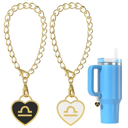 2PCS Zodiac Sign Handle Charms for Stanley Cup - Heart Enamel
