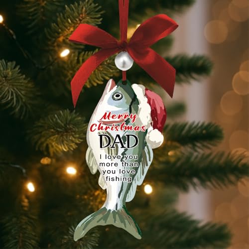 Fishing Dad Christmas Ornament - Rustic Wooden Tree Decor