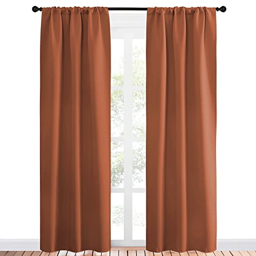 NICETOWN Burnt Orange Blackout Curtains 34x84 Inches, Pack of 2, Thermal Insulated Drapes