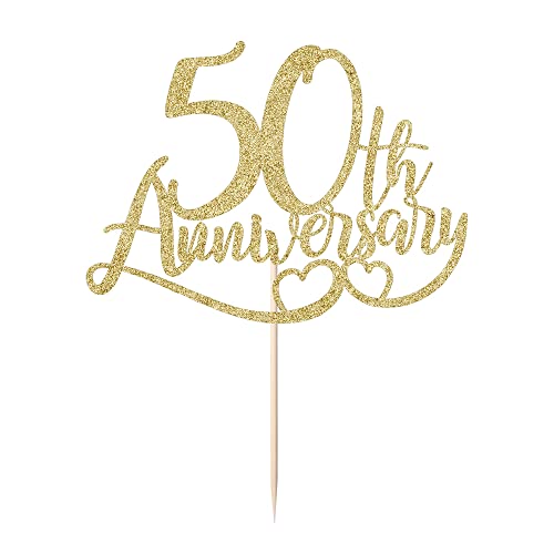 50th Anniversary Cake Topper - Glittery Happy 50th Decoration