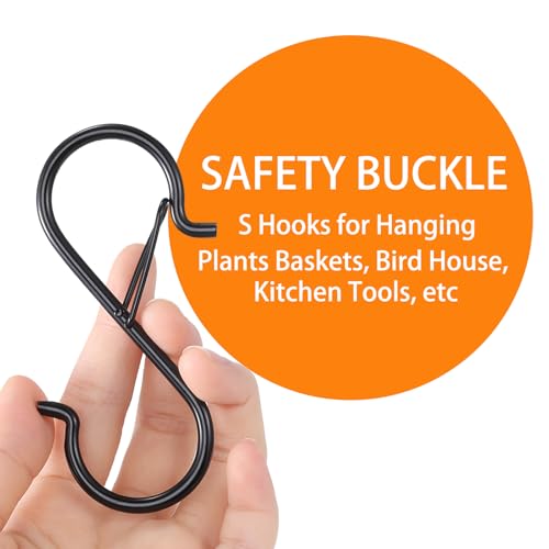 20 Heavy Duty S Hooks with Safety Buckle for Kitchen & Garden
