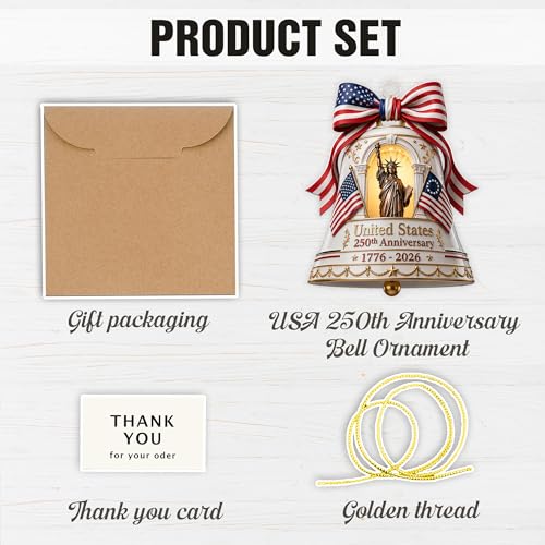 Patriotic 2026 Christmas Bell Ornament | Statue of Liberty Design