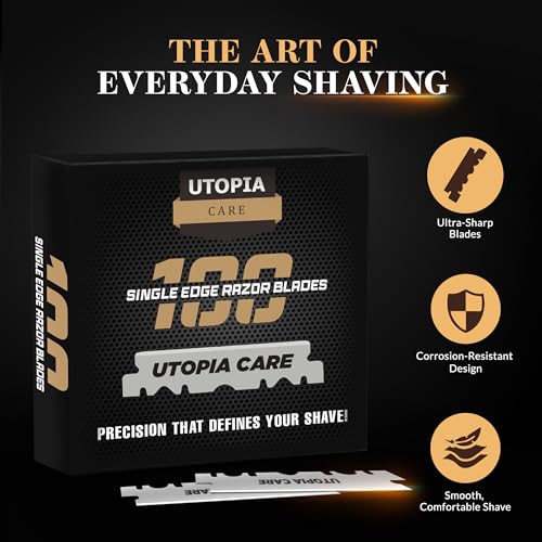 Utopia Care Single Edge Stainless Steel Razor Blades 100 Count