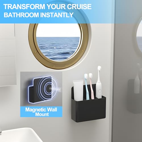 Magnetic Toothbrush Holder - Black Wall-Mount Organizer for Cruise Cabins