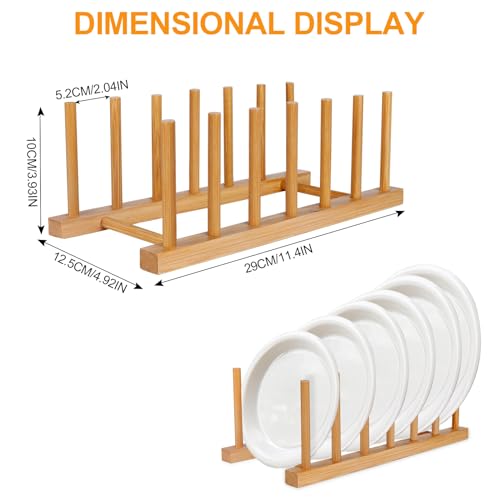 SAMEBUTECO Bamboo Dish Rack – Set of 2 Vertical Plate Holders