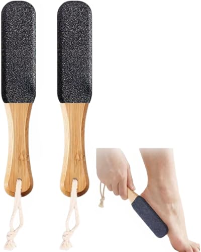 2-Pack Wooden Handle Pedicure Foot File & Pumice Stone Callus Remover