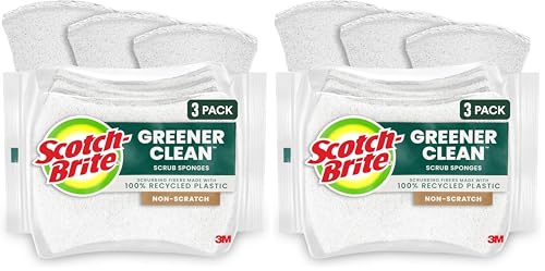 Scotch-Brite Greener Clean Non-Scratch Scrub Sponge, 6-Pack (3-Pack x 2)