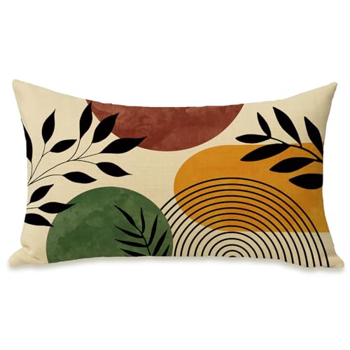 Boho Geometric Lumbar Pillow Cover 20x12 - Cotton Linen