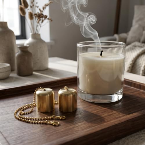2-Pack Brass Candle Snuffer Caps with Chain - Vintage Wick Extinguisher