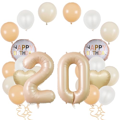 20th Birthday Decorations - 15 Pcs Foil & Latex Balloon Set