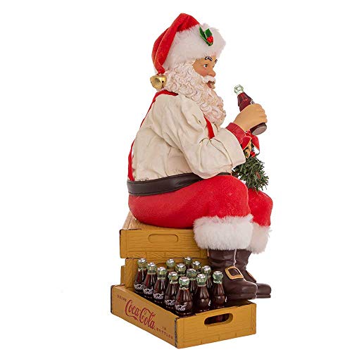 Coca-Cola Santa Sitting on Crates Holiday Decor - 9 Inch Kurt Adler Figurine