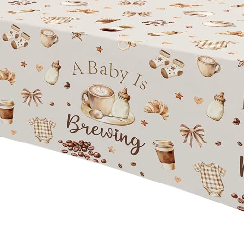 Coffee Baby Shower Tablecloth - 3Pcs 'A Baby is Brewing' Theme